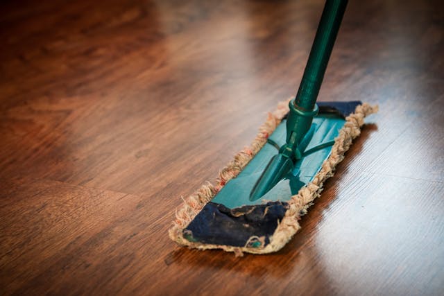 A floor being swept.