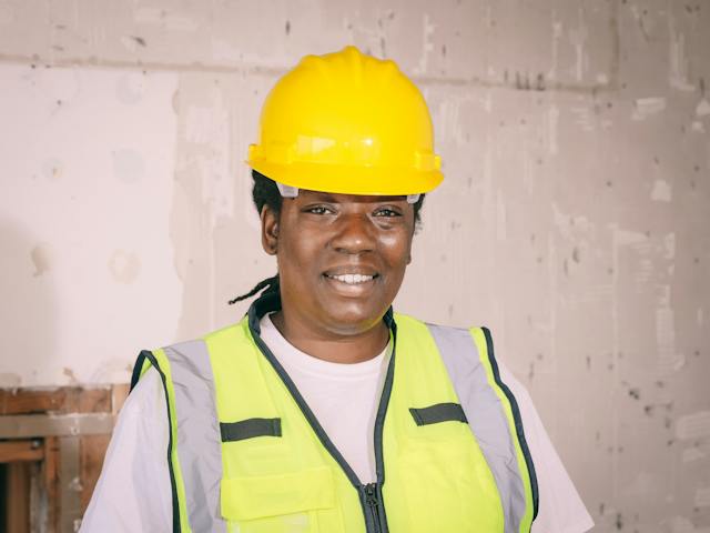 A contractor smiling
